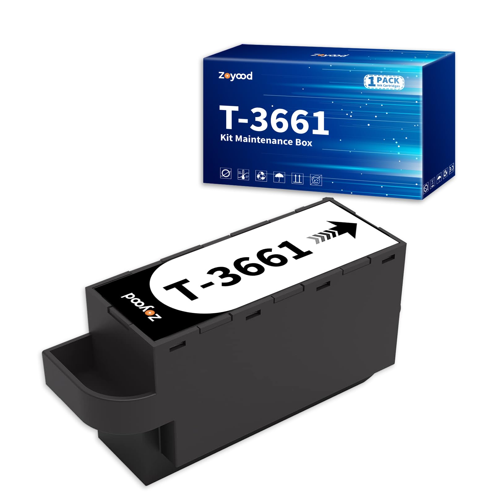 T3661 Scatola di Manutenzione Compatibile con Epson T3661 Contenitore di Manutenzione T 3661 C13T366100 con XP-6000 XP-6100 XP-8500 XP-6001 XP-6005 XP-6105 XP-8600 XP-8605 XP-970, 1-Pezzi