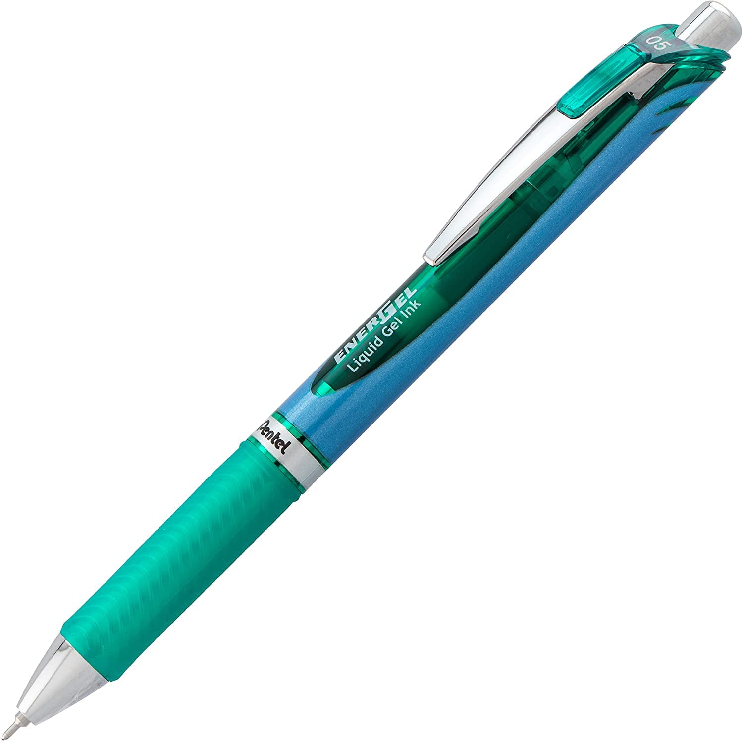 Pentel ENER-GEL RTX Retractable Liquid Gel Pen 0 5mm Needle Tip Fine Line Green Pack of 2 BLN75BP2D — view 2