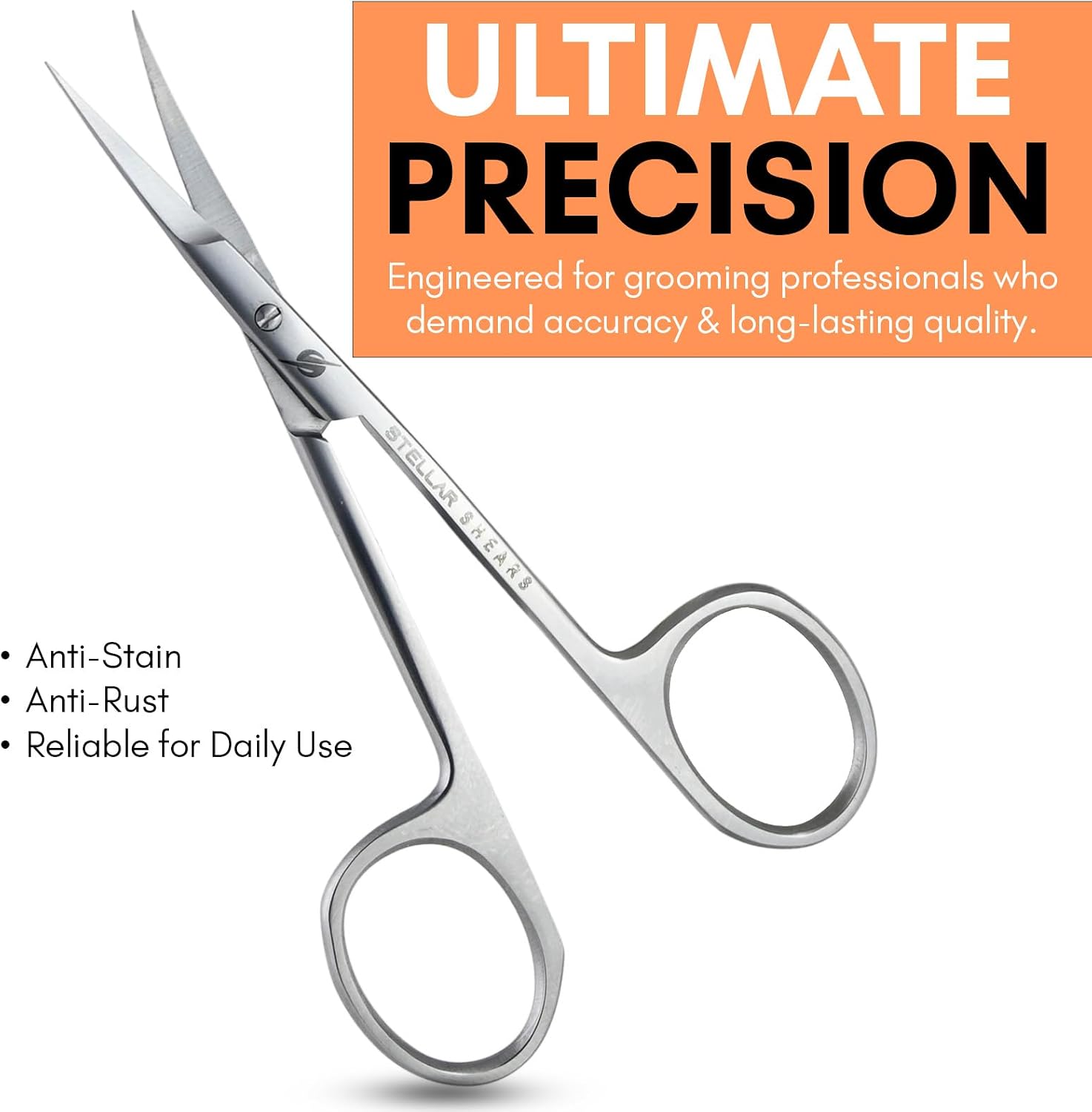 Professional Cuticle Scissors – Extra Fine Curved Stainless Steel Blades for Precise Nail, Eyebrow & Dry Skin Trimming – Small Manicure & Pedicure Scissors for Women & Men (Silver)