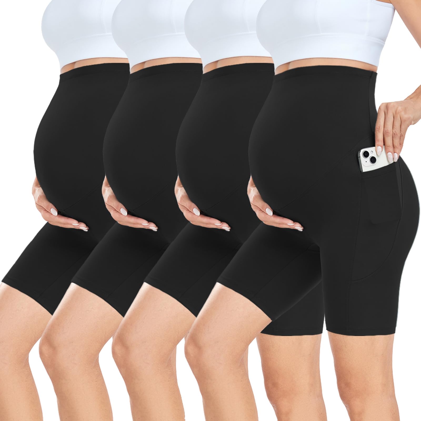 CTHH 4 Pack Maternity Shorts Over Belly