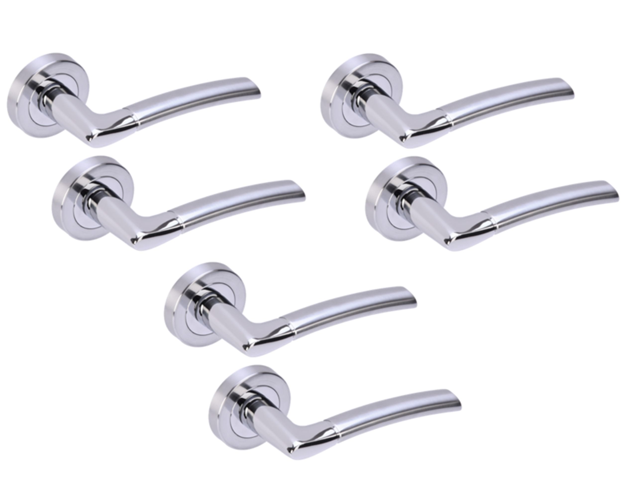 Hunta HANDLEZONE® 3 Sets Neemo Lever On Round Rose Door Handles, Internal Passage Latch Handles - Dual Finish Polished/Satin Chrome
