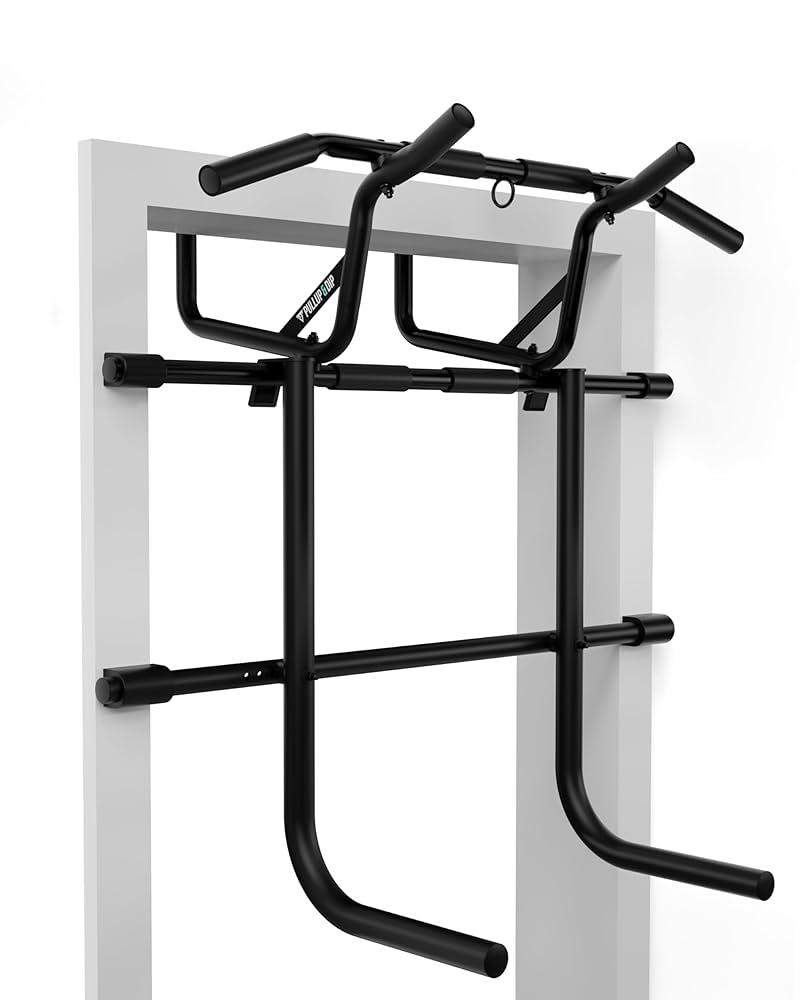 AthleticPro - The Original - Pull Up Bar Door Frame With Dip Station - Loadable Up To 200kg - Safe Pull Up Bar - 20cm Higher In The Frame - Dips&Push Ups