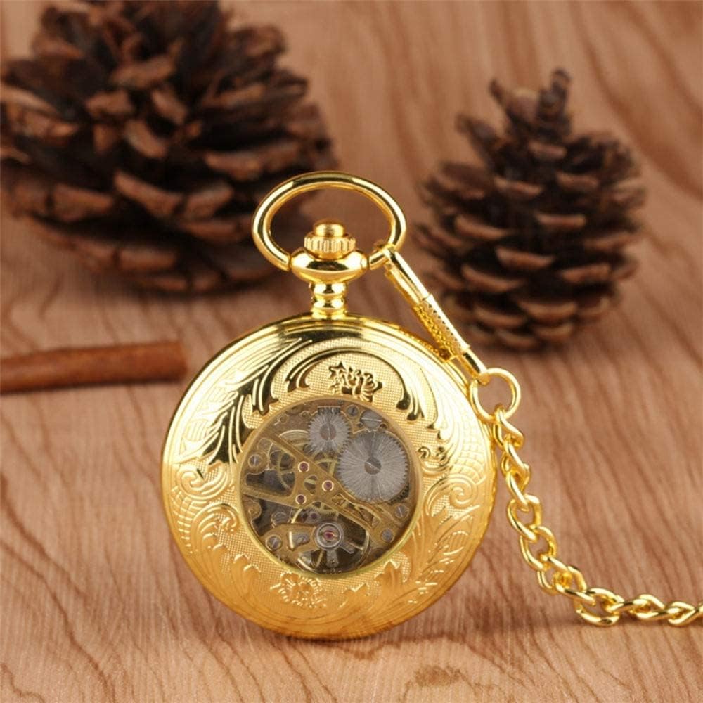 Generic Gold Mechanical Pocket Watch, Unisex Adults Kids, Men Women, Pocket Watch Chains, Vintage Style, Watches/Fashion