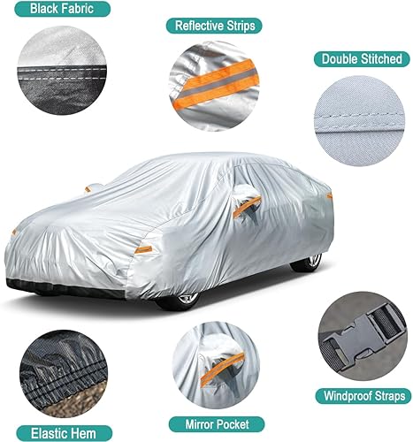 Miniatura 3 de Funda impermeable para automóviles para todo tipo de clima, funda de 6 capas de alta resistencia para exteriores, protección contra los rayos