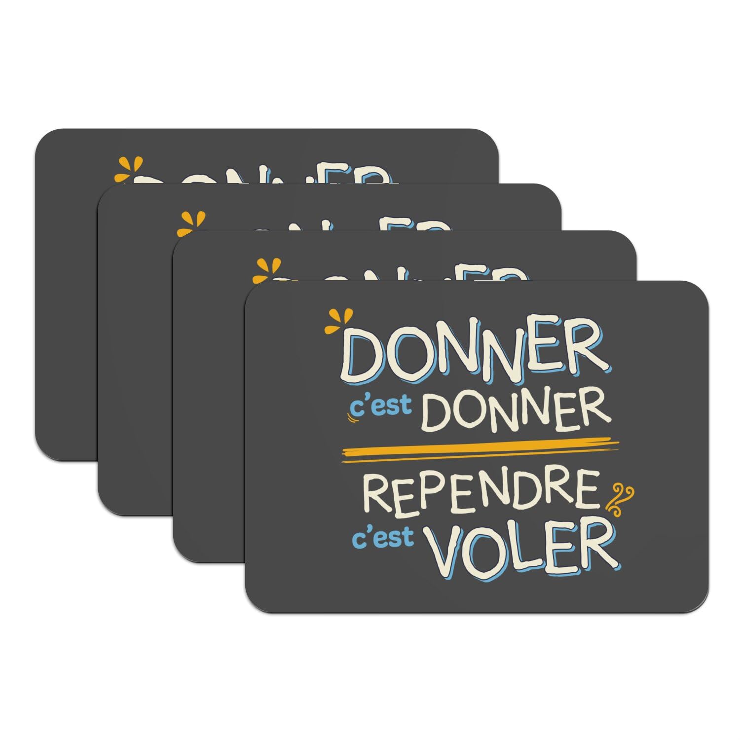 Sets de table en caoutchouc noir pour repas de famille animés au style bistrot