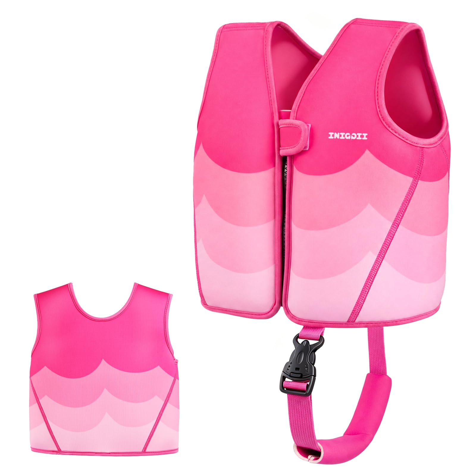 Photo 1 of INIGGII Kids Swim Vest for 5-7 Years - Neoprene Swim Training Vest with Adjustable Strap, Pool Swim Trainer for Girls 38-55 lbs (Pink, Large)