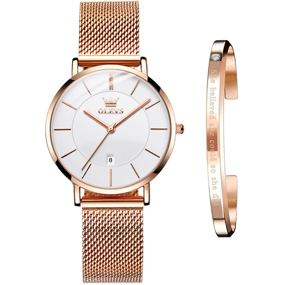 OLEVS Dames Horloge Luxe Rose Goud Vrouwen Slim Dunne Lichtgewicht