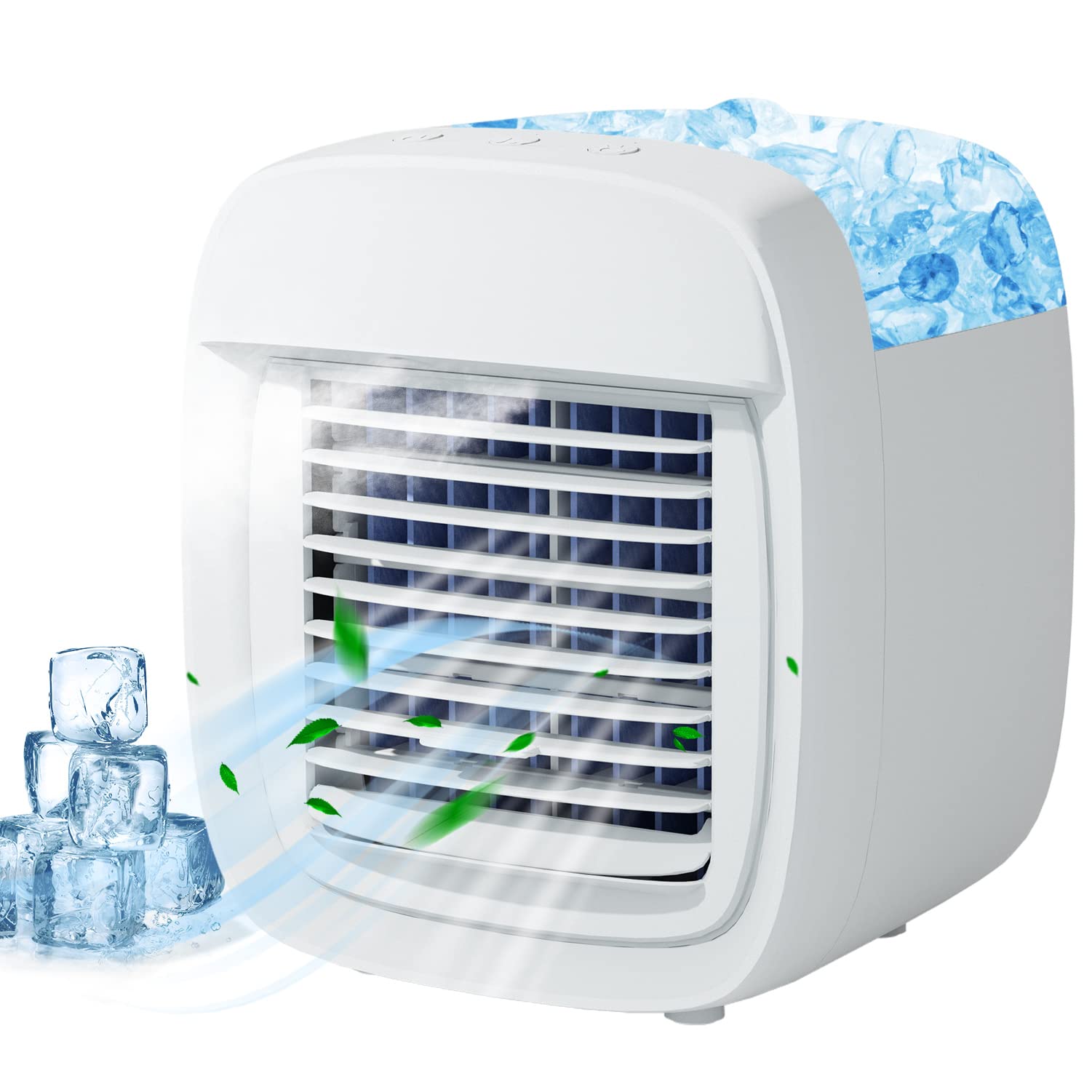 DOWILLDO Portable Air Conditioner for Personal, 3 Speeds Mini Air Conditioner Fan with 880ML Water Tank, 7 Colors Night Li...