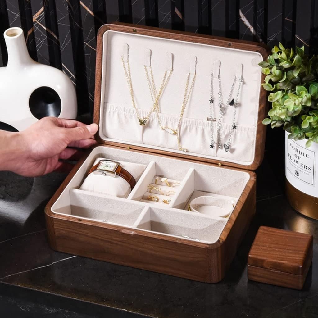 Jewelry Box, Jewerly Box Jewelry Boxes Storage Box Ring Earring Necklace Bracelet Watch Small Jewelry Storage Box Wooden Jewelry Box 6.88/9.64 Inch Jewelry Box for Women(C) (One Color A)