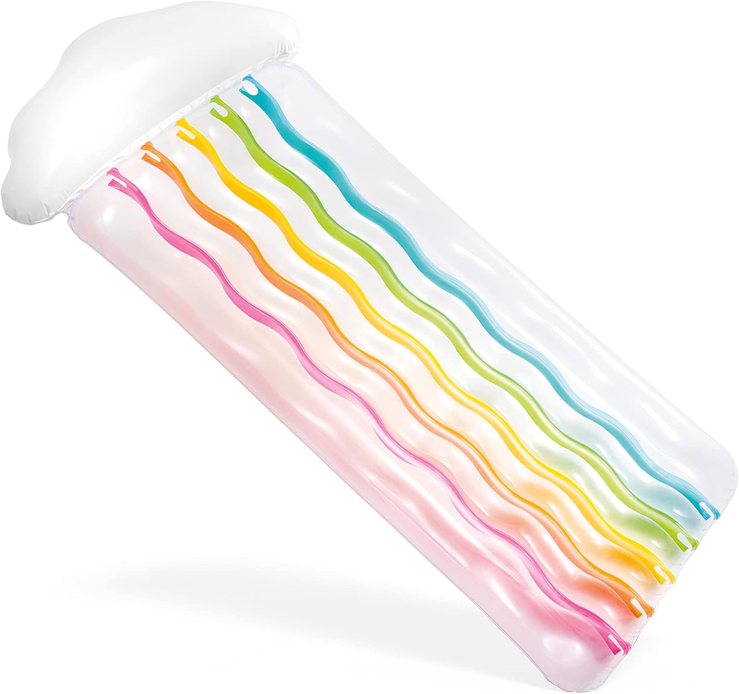 Intex Rainbow Cloud Mat Inflatable Outdoor Floating Swimming Pool Lounger Float Toy with Headrest