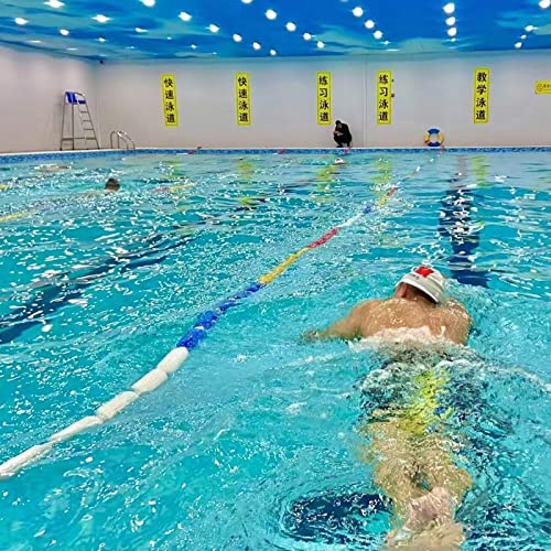 TUOYIBO Pool Divider Floats with Ro, 20 Ft/ 23/26/ 30/33 Feet Safety Swimming Pools Lane Line, Blue White Spiral Buoy Cords with Stainless Hooks and Nylon Ro 5m