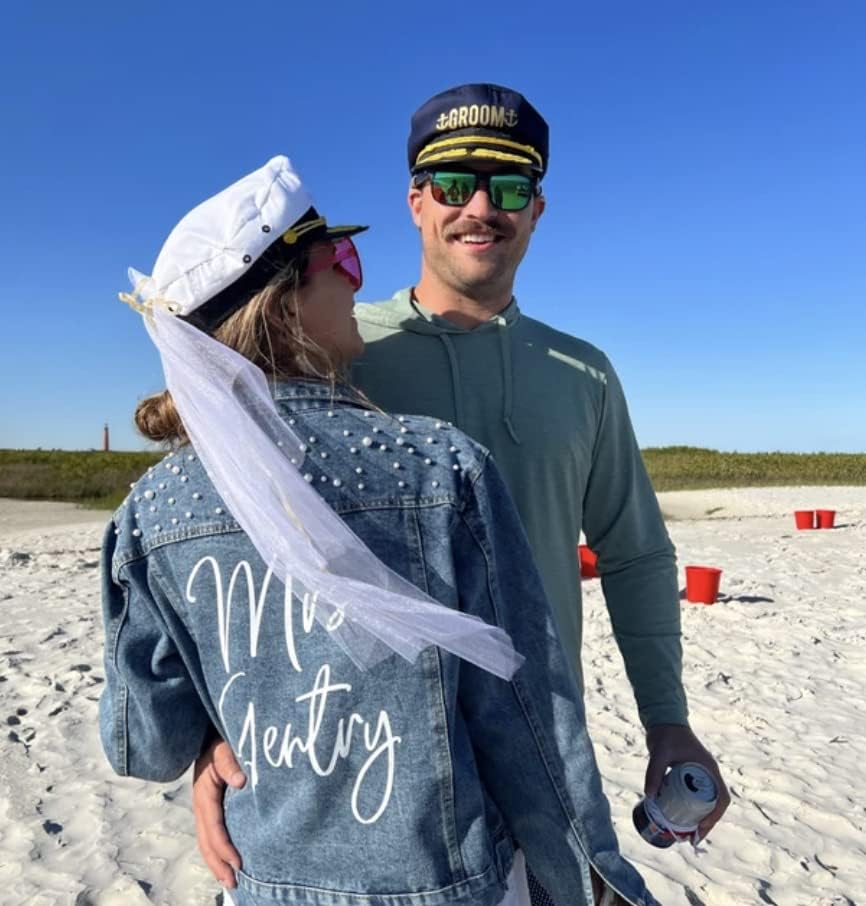 Bride Jean Jacket For Wedding, Customized Pearl Denim Bridal Jacket - Image 2