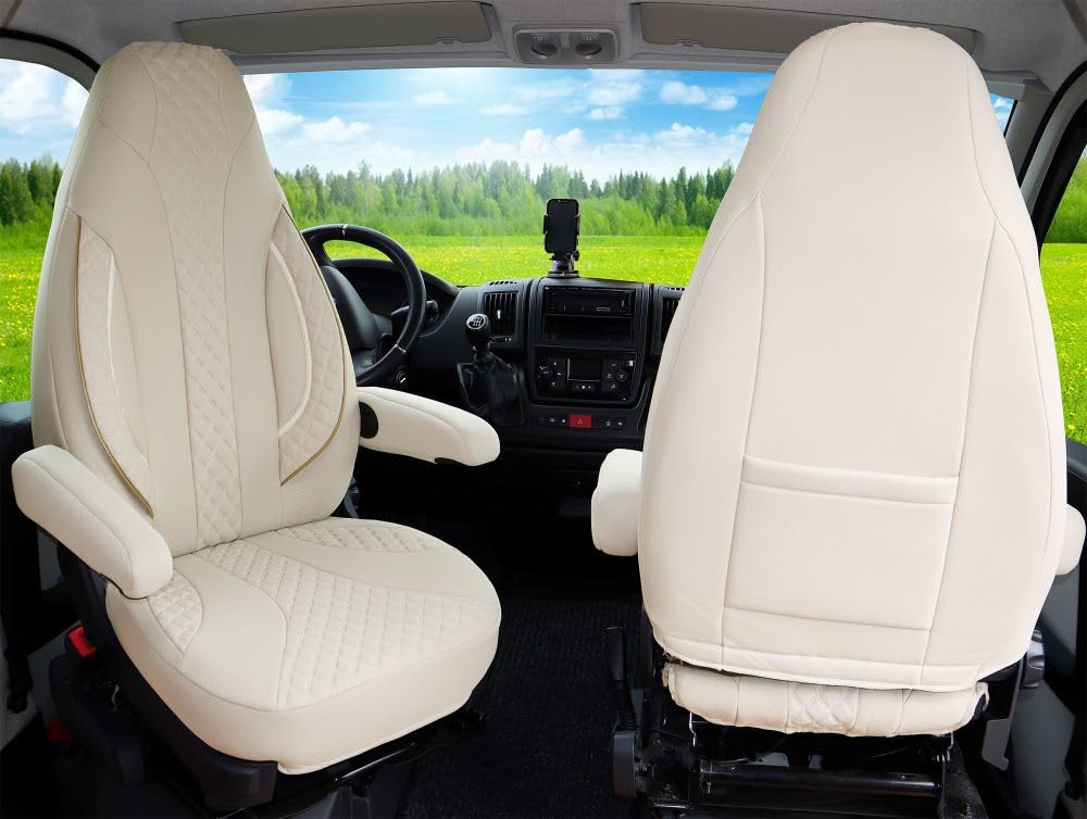 BREMER SITZBEZÜGE Coprisedili per camper compatibili con Fiat Ducato, Citroen Jumper Peugeot Boxer, colore beige | WPL405