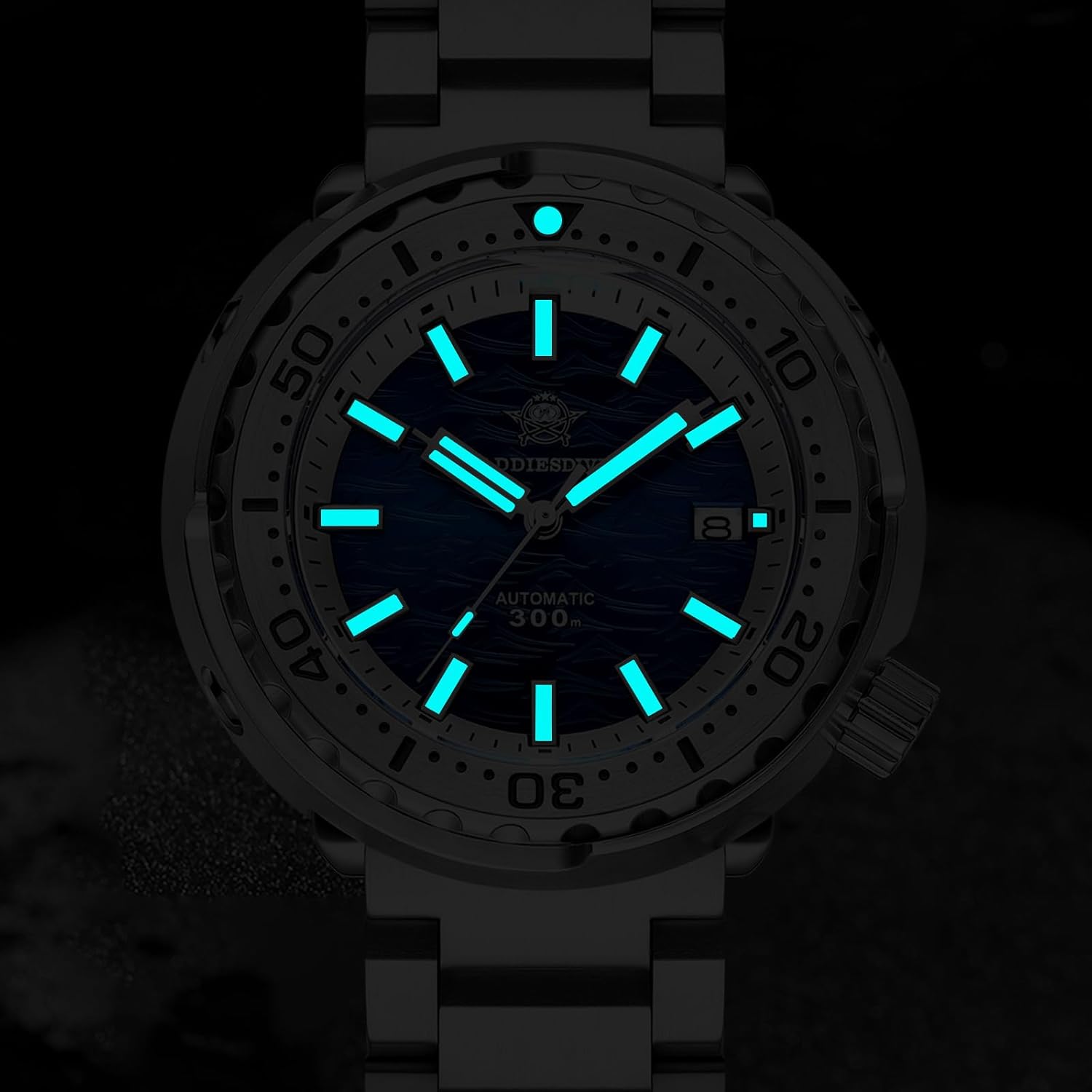 ADDIESDIVE Dive Watches for Men 44.5 MM Automatic Wristwatch Waterproof 300 M Date Display Analog Luminescent Chromalight Dial My-H5
