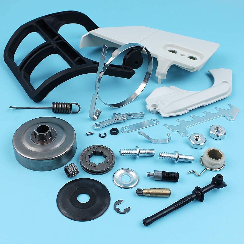 Embrague Tapa de Tambor Protector de manija Filtro de Aceite Bomba Wrom Gear Kit Compatible con STIHL MS170 MS180 017 018 Cadena de Motosierra Banda de Freno Resorte