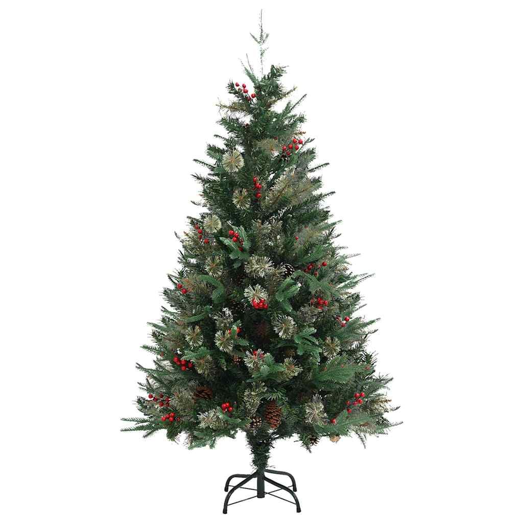 Albero di Natale Verde 150 cm con Pigne e Bacche Rosse