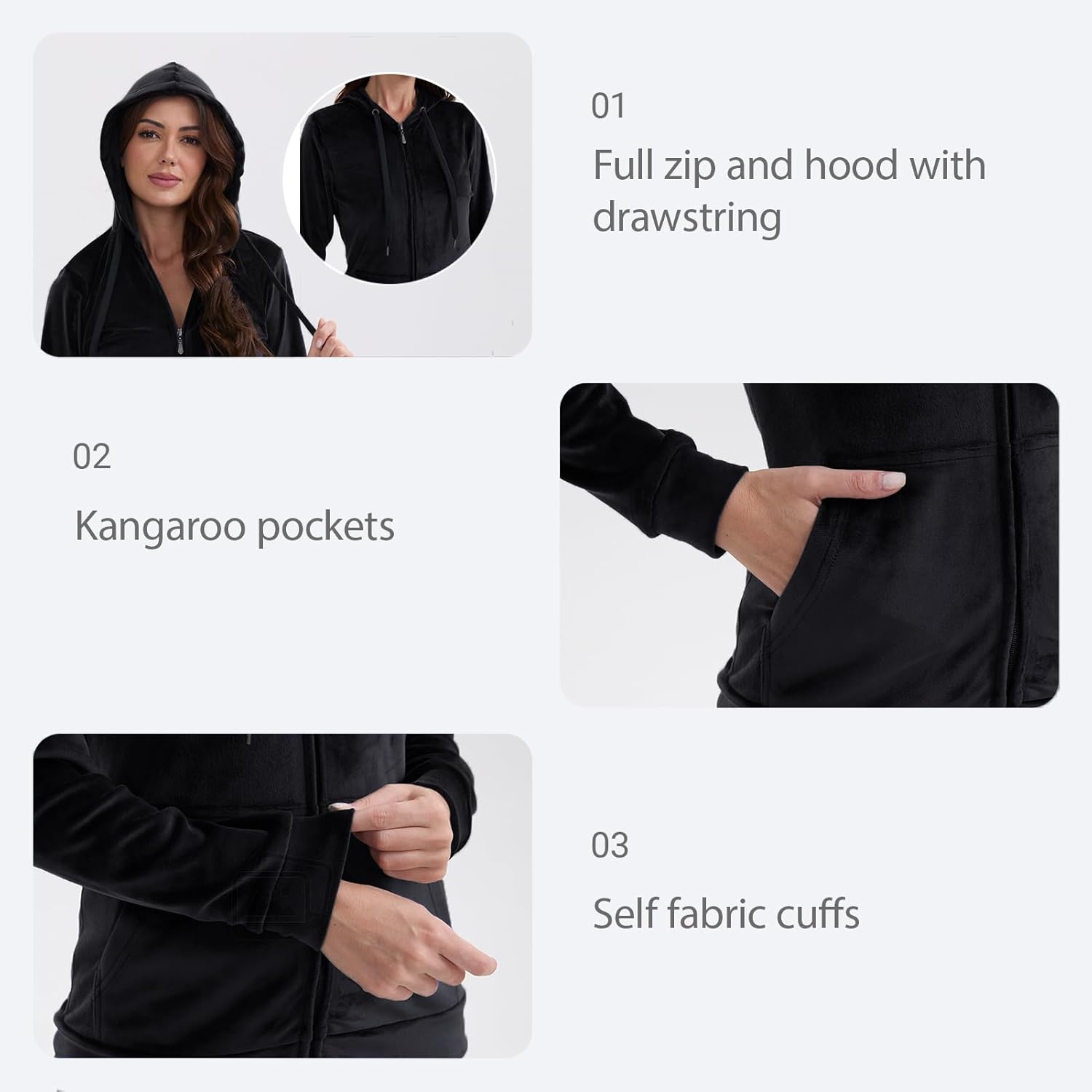 Mindtower Womens Velour Tracksuit Sets 2 Piece Velvet Jogging Suits Sets Full Zip Hoodie Sweatsuit and Casual Sweatpant - Image 5