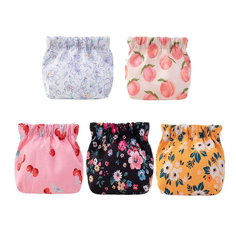 Leadigol 5PCS Makeup Bag, Mini Coin Purse, Data Cable Storage Bag, Waterproof Portable No Zipper Makeup Pouch for Travel Storage Cosmetics, Lipstick