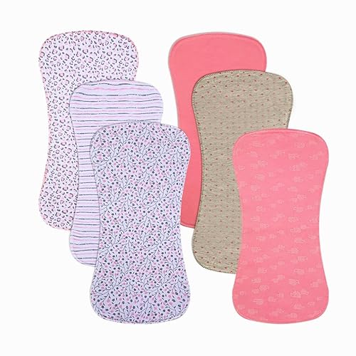 Gelisite 6 Pack Cotton Baby Burp Cloths Extra Absorbent Soft for Baby Boys and Girls