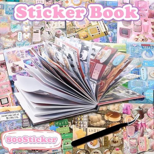 Image of 800Pcs Cute Scrapbook Stickers Travel Japanese Sticker Book for Adult Kawaii Korean Stickers for Journaling Heisei Retro Aesthetic Sticker Manga Style Decor for DIY Crafts Junk Journal Gifts Subway