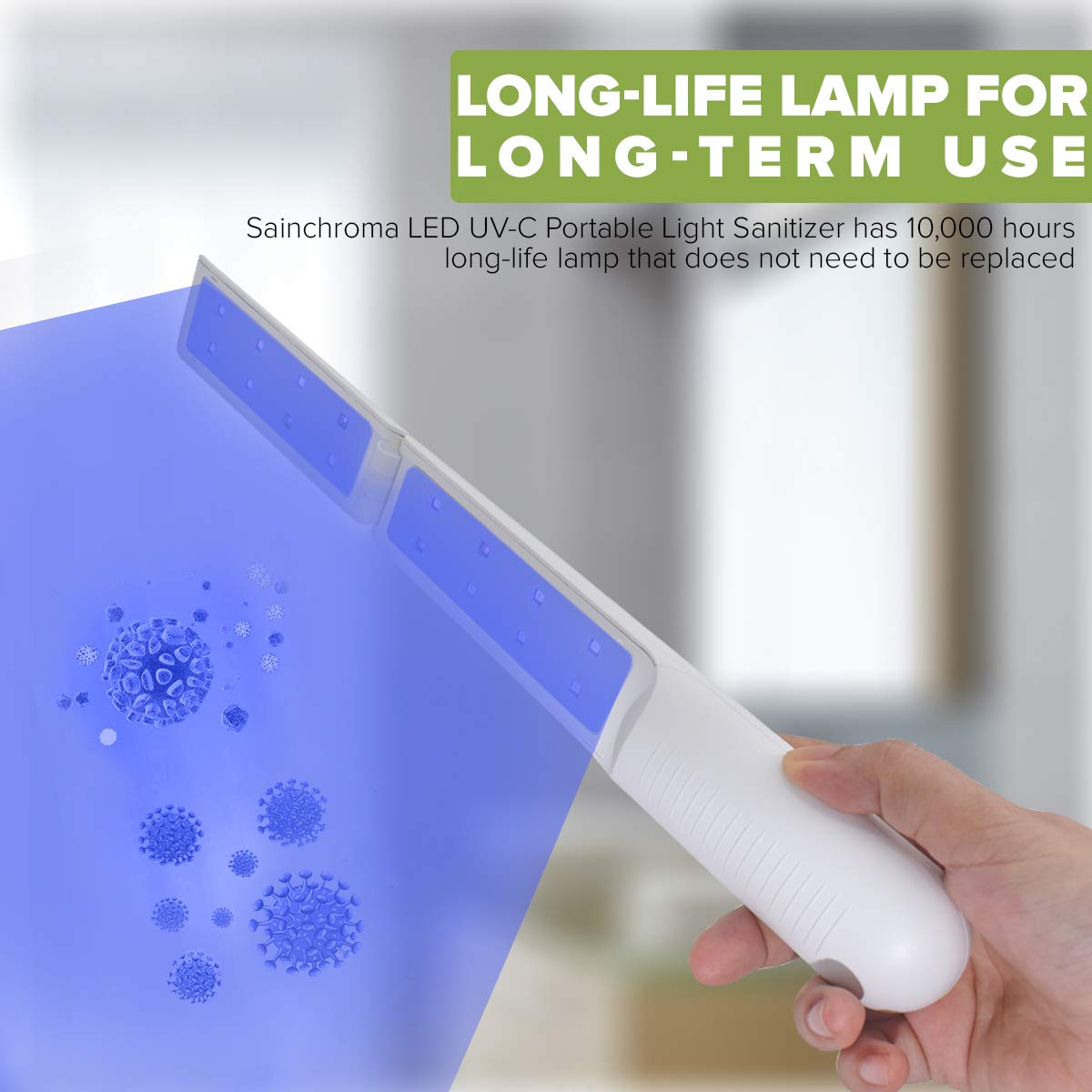 LED UV-C luce portatile, disinfettante per superfici, bacchetta pieghevole per disinfezione UV, per uso domestico e lontano da casa, con borsa per il trasporto.