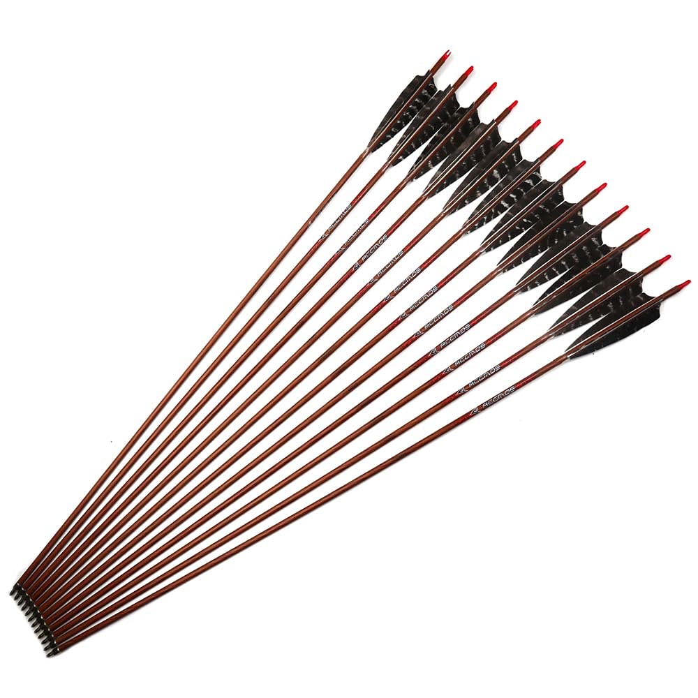 Diamètre Intérieur 6.2mm .244" Longueur Personnalisée Flèche Carbone 22-32 Pouces Spine 700 pour Entraînement Chasse avec Encoche Rotative pour Arc à Poulies et Arc Recurve Adulte Jeunesse 6/12/24pcs