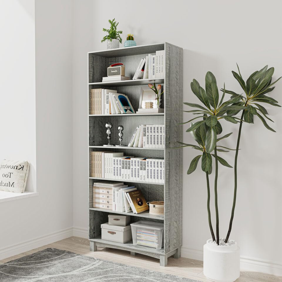 URBNLIVING 5/6 Tier Wooden Shelf Bookcase Shelving Unit for Storage and Display, Ideal for Home or Office Organization, Stylish & Durable Wooden Stand with Multiple Shelves for Books, Décor