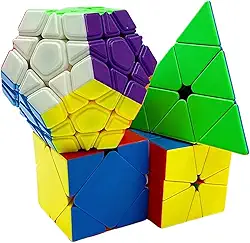 Kit Cubo Mágico Moyu Pyraminx + Megaminx + Skewb + Square-1 Profissional sem adesivo