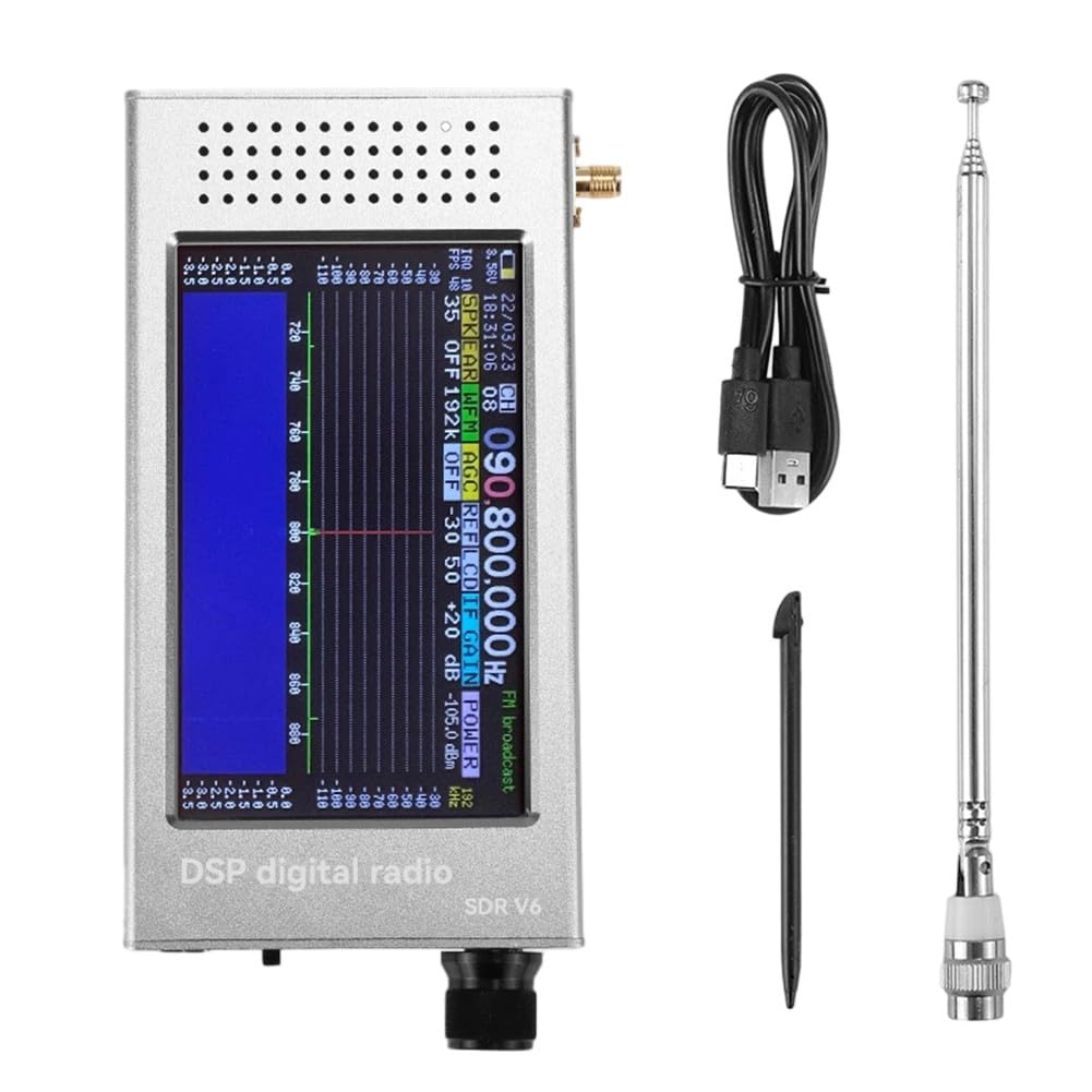 SDR-V6 Software Defined Radio Empfänger 100kHz-149MHz mit 4,3 Zoll IPS Touchscreen, Aluminiumgehäuse, 3000mAh Akku, CW/AM/SSB/FM Modi für Amateurfunk und Kurzwellenmonitoring, Schwa