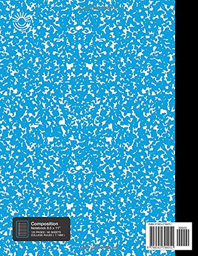Marbled Composition Notebook: Brightly ( Blue ) Colored - Essential College Ruled ( 120 Pages ) Journal for Home, School, Work ( 8.5” x 11” ) image 3