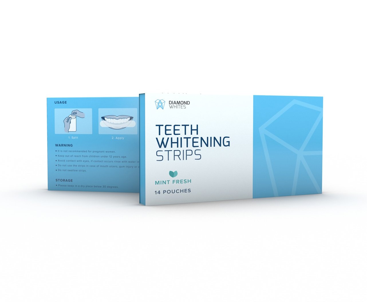 Diamond Whites Teeth Whitening Strips (Minty Fresh Flavour) - 2 Weeks Supply (14 Strips) by Diamond Whites