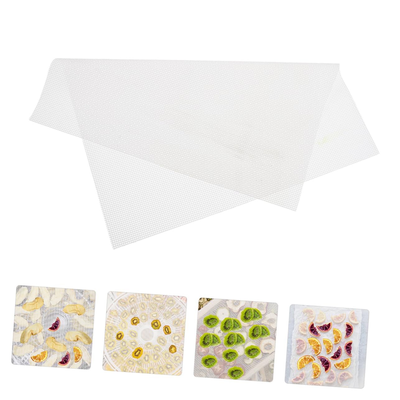 POPETPOP 12 Pezzi Tappetini in Silicone Bianco per Essiccatore Frutta e Verdura Superficie Antiaderente Facile da Pulire Accessori per Disidratatore da Cucina Riutilizzabili