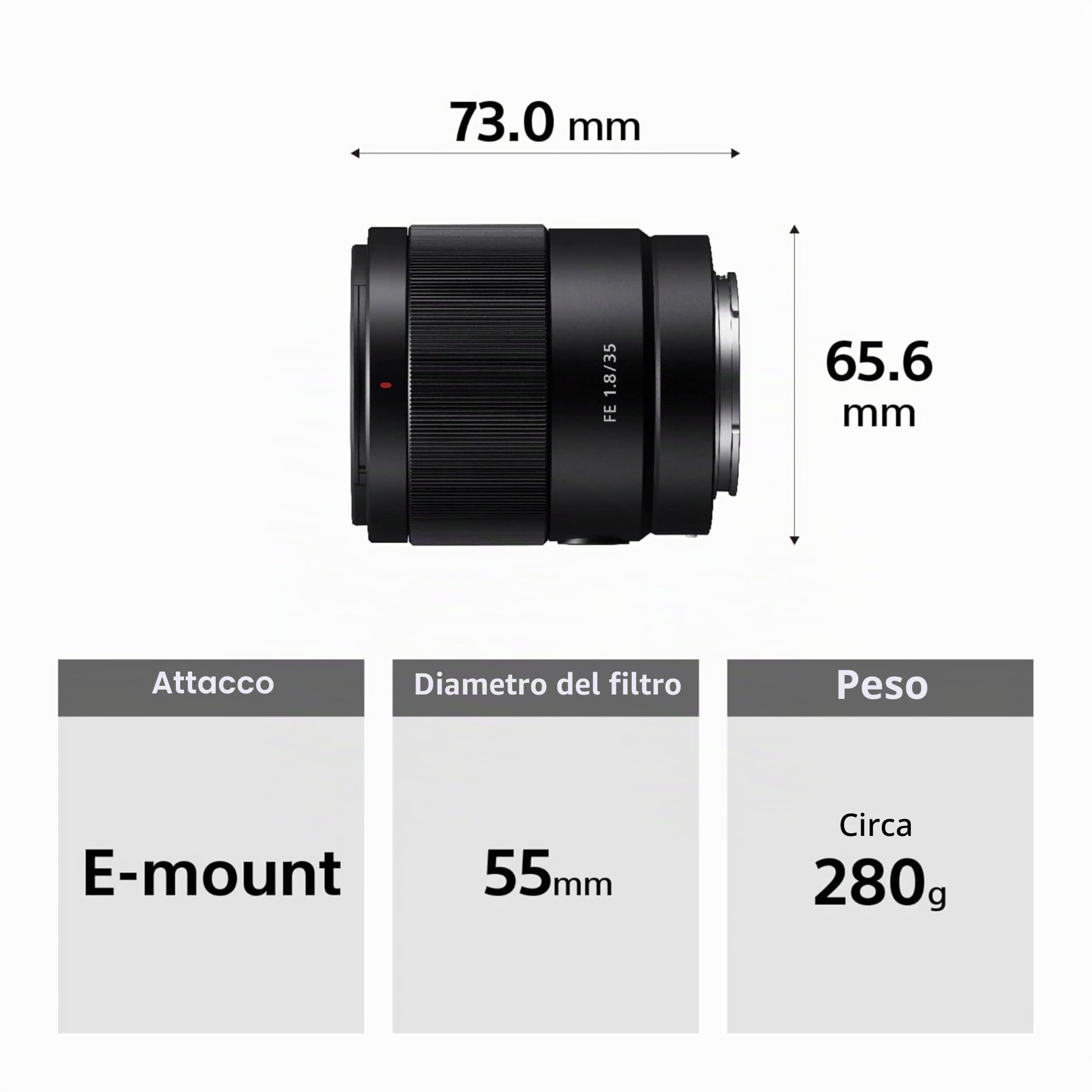 Sony SEL35F18F – 35mm f/1.8 Obiettivo Grandangolare (Full Frame, E-Mount, Leggero e Nitido, Ideale per Street e Reportage, Compatibile con Alpha 7/9/1)
