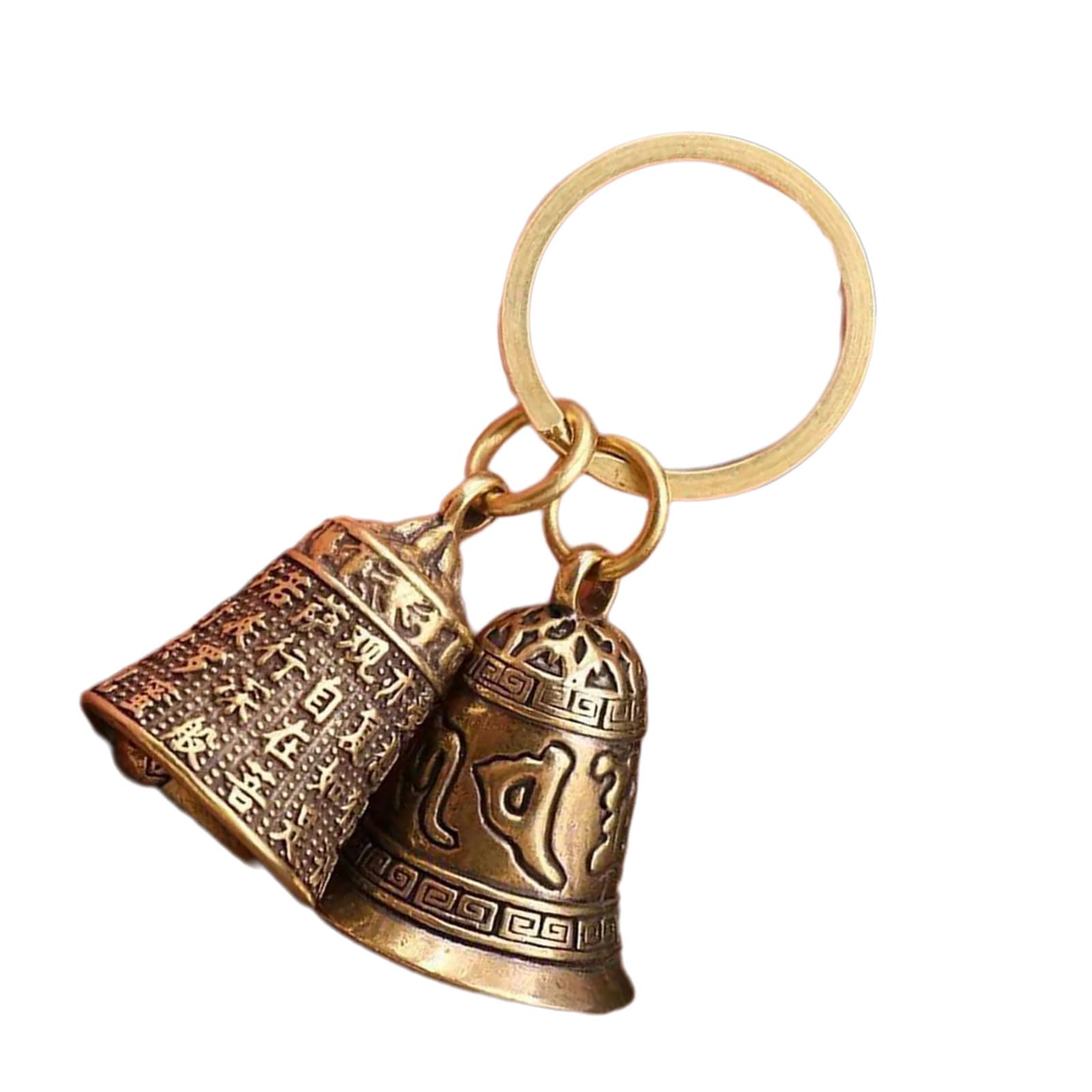 Zktfyshk Unisex A Handcrafted Metal Chain Ccessory Featuring Five Emperors Coin Bells Symbolizing Wealth Nd Good Fortunes Engraved Copper Keychain With Sound