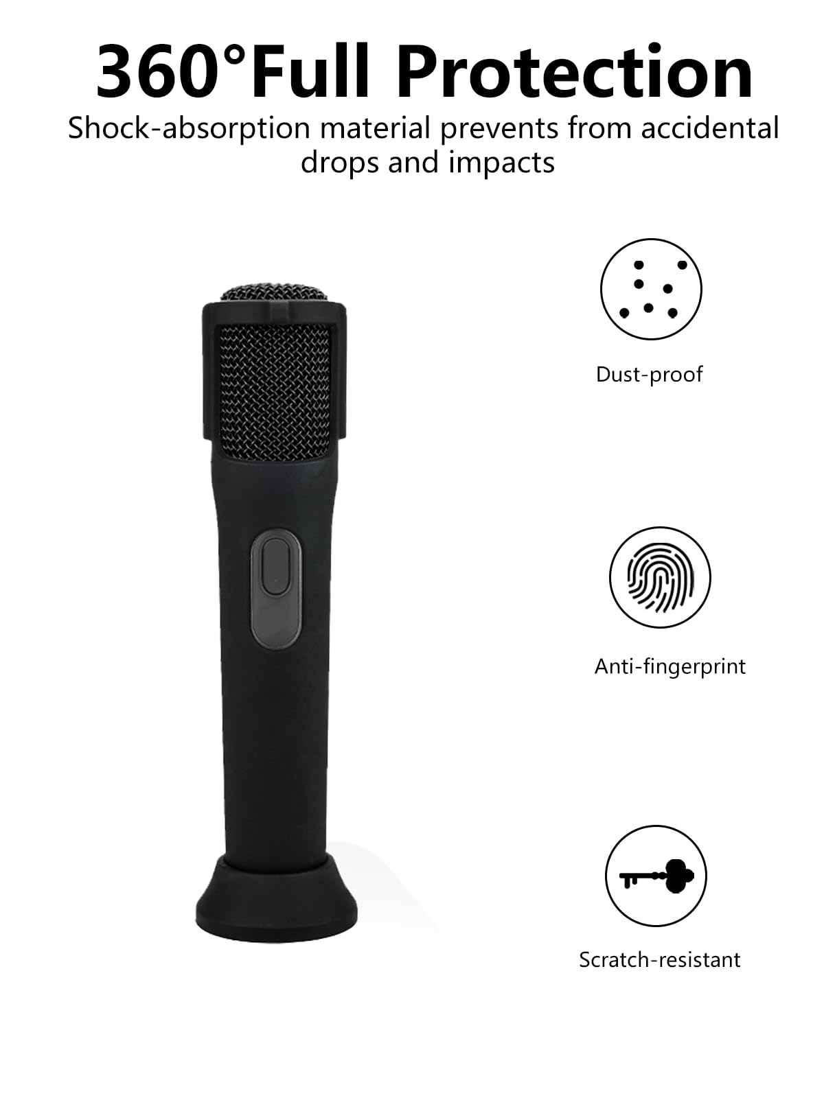 Lot de 2 coques de protection en silicone pour microphone sans fil JBL PartyBox – Résistantes aux chocs, à la poussière et à l'eau pour une utilisation sans souci n'importe où, noir