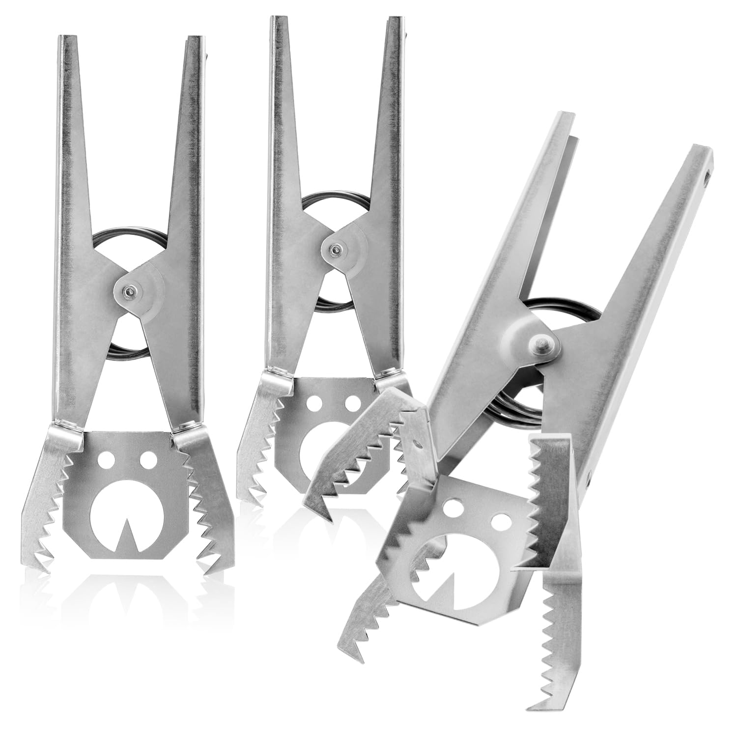 COM-FOUR® 3x pulapka na nornice z plyta ustalajaca, pulapka na szczypce z ocynkowanej blachy, ok. 18,5 cm (03 sztuki - szczypce + tacka na przynety)