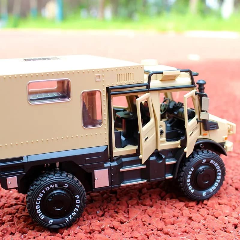 Image of MTG Metro Toys & Gift - UNIMOG Motorhome U5000 | 1:24 Scale | Big Size Diecast Model Metal Pull Back Toy car for Kids with Openable Doors & Light, Music Toy Vehicle for Kids 【Colors as Per Stock】