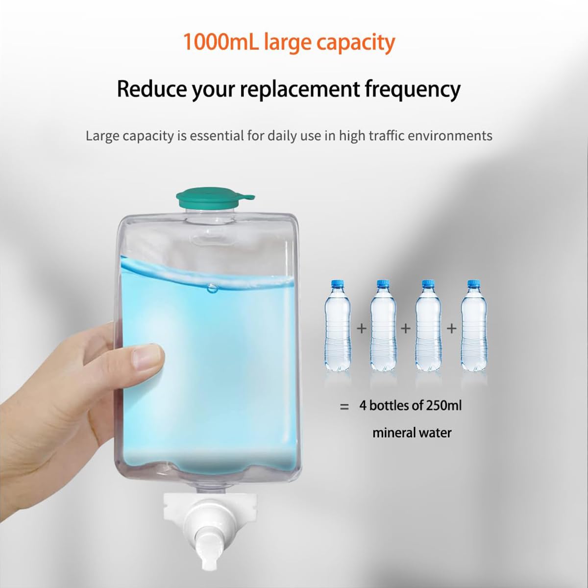 Dispenser sapone schiuma da parete, dispenser sapone bagno cucina, dispenser sapone plastica da muro (Schiuma 1000ml, Transparent Black)…