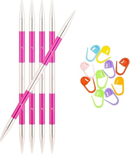 Knitter's Pride SmartStix - Agujas de tejer DPN de doble punta de 5 pulgadas (4.7 in) (juego de 5) tamaño US 0 (0.079 in) paquete con 10 marcadores