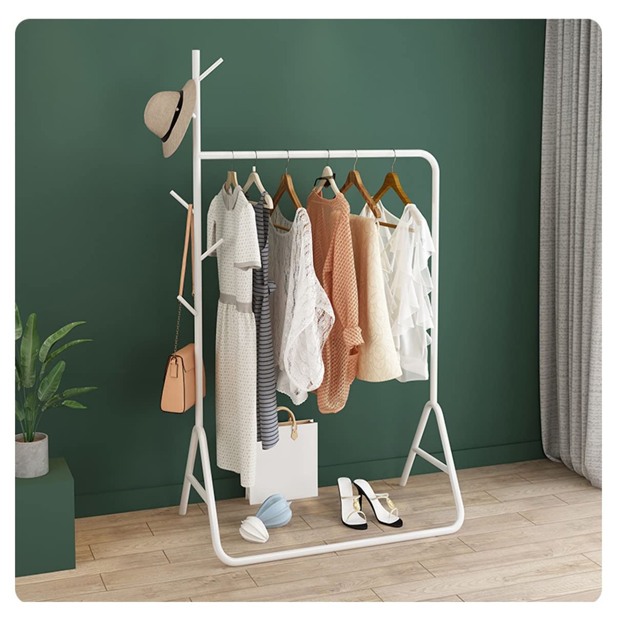 YNBSHGAA Garment Rack Free-Standing Clothes Rack Clothing Rack Coat Rack for Hanging Clothes Boutique Portable Garment Rack/Gold/120Cm,White-60Cm