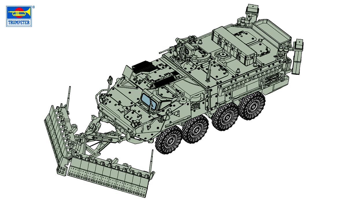 Trumpeter 1/72 amerykański M1132 Inżynier Striker Pojazd pomocniczy z SMP i plastikiem Model 07427 (pojazd wojskowy)