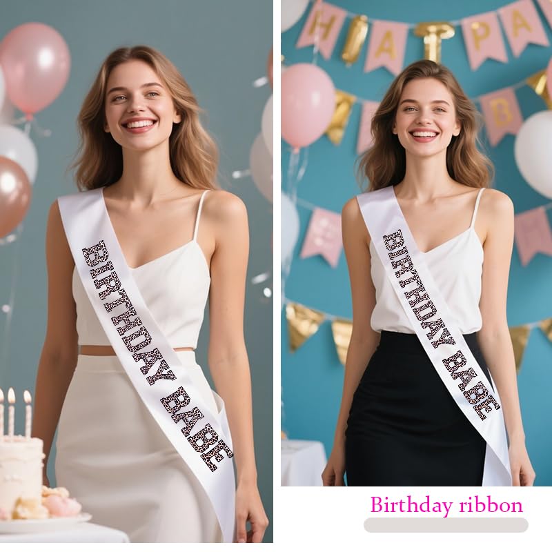 Leopard Happy Birthday Sash for Women 21st 70th 60th Birthday Gifts for Her Women Leopard Print Birthday Babe Sash for Wife Girlfriend Friend Birthday Gift for Woman Animal Print Bday Party Decor4