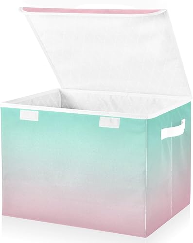 Miniatura 2 de GAIGEO Papeleras de almacenamiento con degradado rosa y verde, caja de armario, organizador de almacenamiento, organizadores de armario y