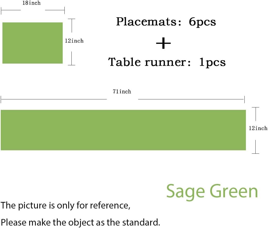 Crаzу Clеаrаnсе PIGCHCY Elegant Placemats with Matching Table Runner,Washable Plastic Placemats for Dining Table Sets(6pcs Placemats+1pcs Table Runner,Same Style,Sage Green)