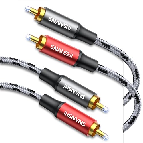 SNANSHI Cables 2RCA de 10 pies macho 2RCA macho a 2RCA macho, cable de audio estéreo de nailon trenzado, doble blindaje 2RCA a 2RCA cable de audio