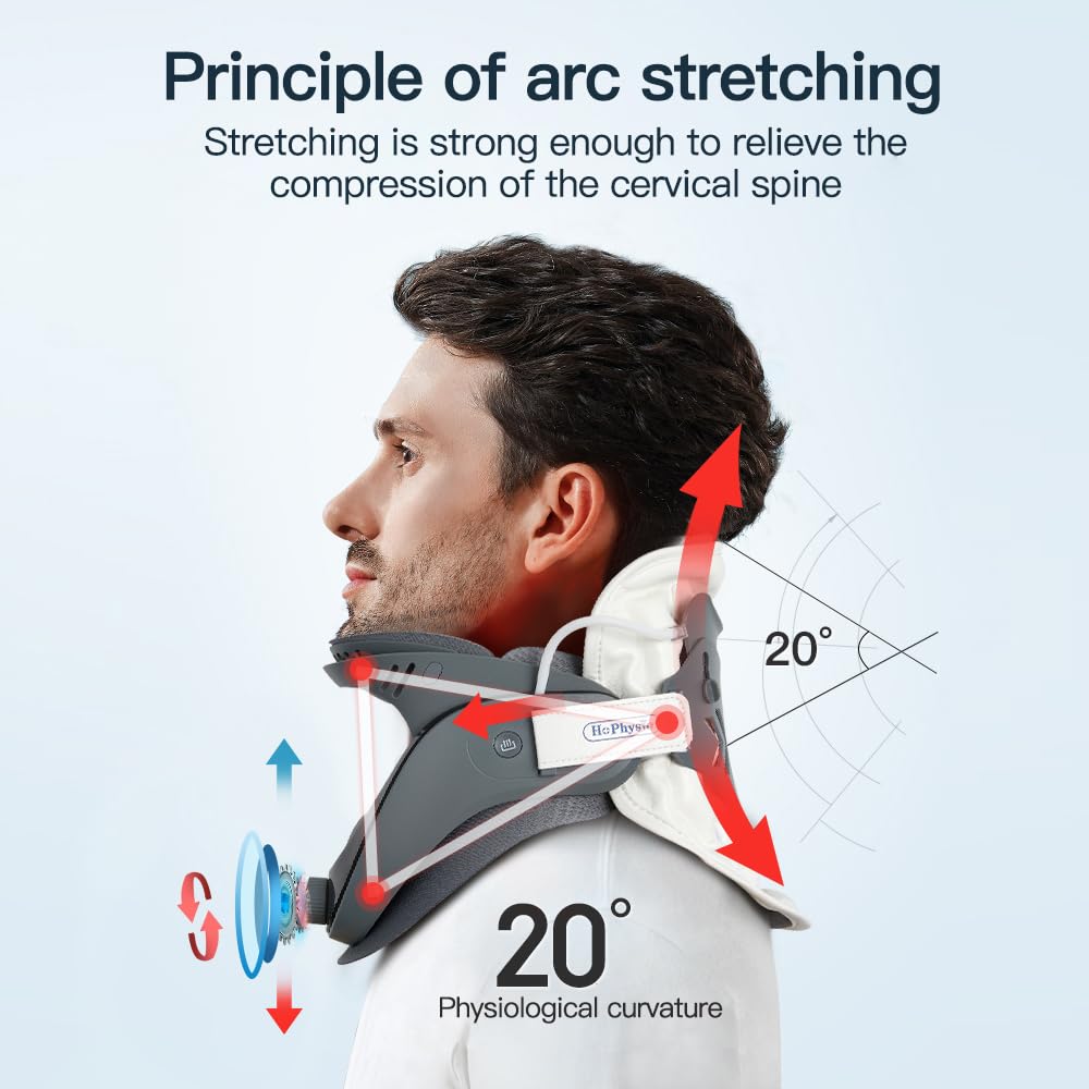 HEYOUTH Dispositif de Traction Cervicale Réglable et Léger - Soutien Nuque avec Coussin d'Air pour Alignement Vertébral et Soulagement Douleur à Domicile
