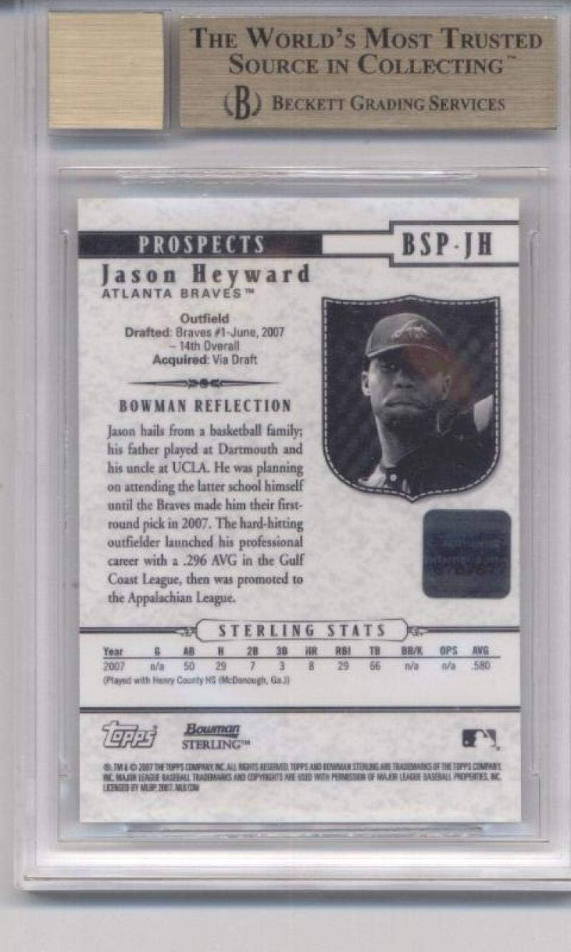 2007 Bowman Sterling Prospects #JH Jason Heyward RC - Atlanta Braves MLB Baseball Card (Rookie Prospect Autographed) Graded Beckett PRISTINE BGS 10 AUTO 10