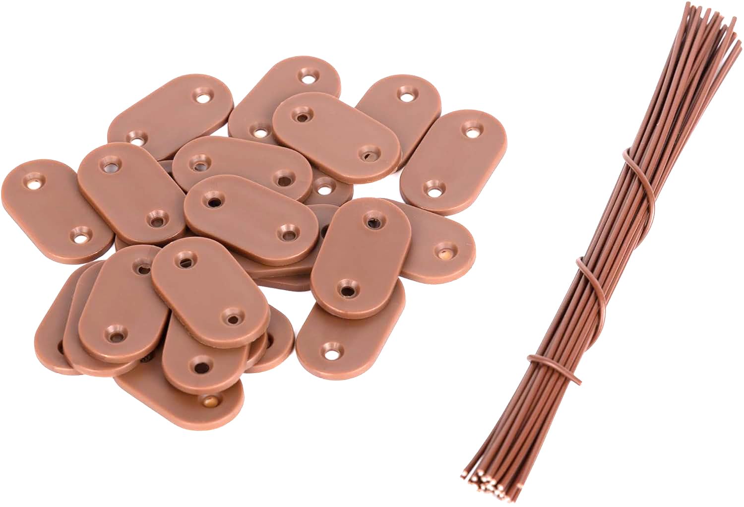 Anbor zest Pack of 52 Privacy Screen Mounting Set, Weatherproof PVC Mounting Brackets, Mounting Kit for Privacy Screens, Teak Wood Colour