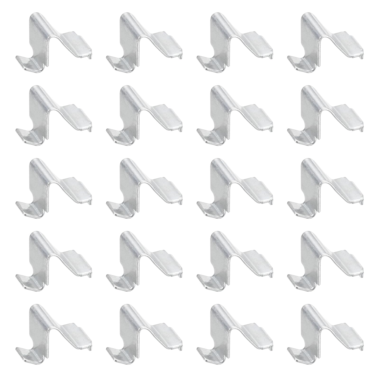 sourcing map 20Pcs Shelf Bracket Clips, 8mm Metal Adjustable Shelf Support Clip U-Shape Shelving Brackets Pins for Kitchen Cabinet Bookcase, Silver