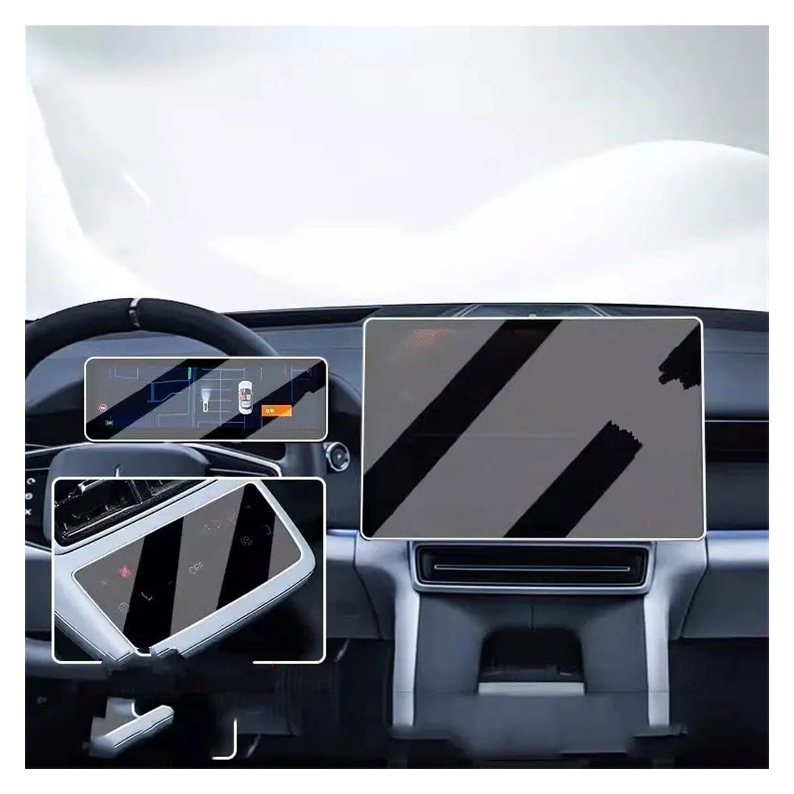 Khqdnh Car GPS Protective Film For Polestar 4 2024 3Piece Tempered Glass Screen Protector LCD GPS Navigation AND Dashboard Film